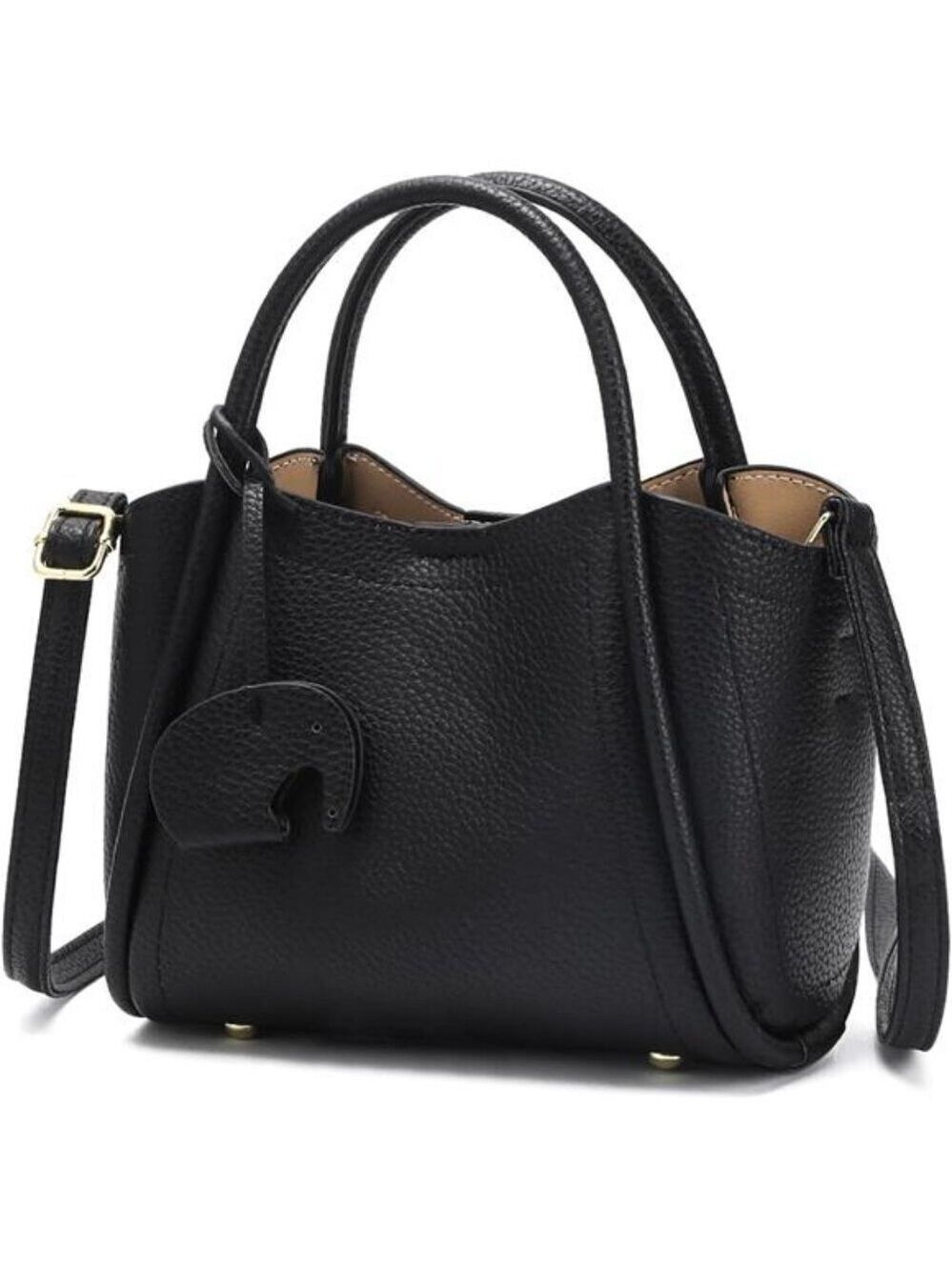 Crossbody Purse for Women Black Vegan Leather Mini Handbag with Top Handle